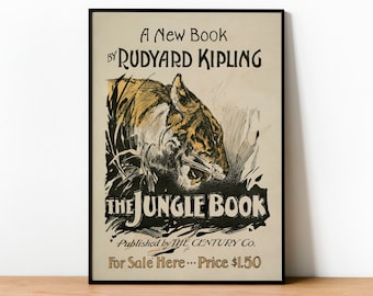 The Jungle Book Poster - Rudyard Kipling Book - Literary Print - Tiger Poster - Book Print - Kipling Poster - Jungle Book Print - Stories