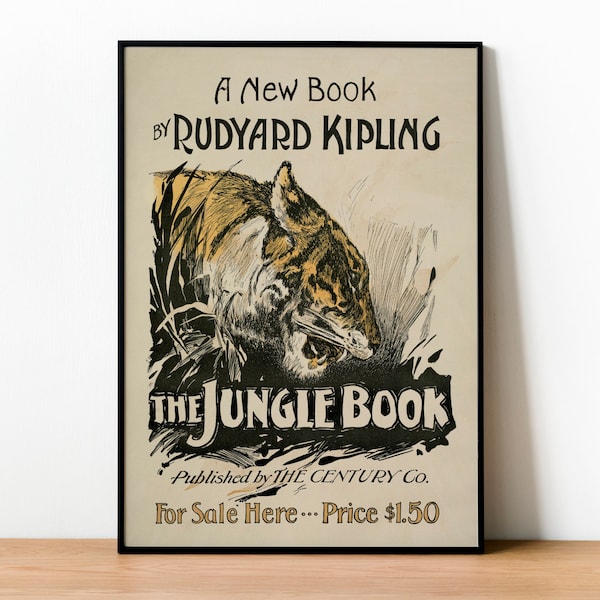 The Jungle Book Poster - Rudyard Kipling Book - Literary Print - Tiger Poster - Book Print - Kipling Poster - Jungle Book Print - Stories