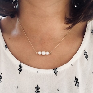 Zierliche Perlenkette, 14k 18k Solid Gold Perlenkette, Perlenkette ist ein zeitloses Geschenk für sie. Valentinstag Geschenk für ihre Perle