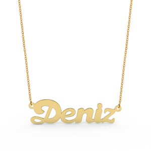 14k Real Gold Personalized Name Necklace, Solid Gold Custom Name Necklace is Gift For Mom