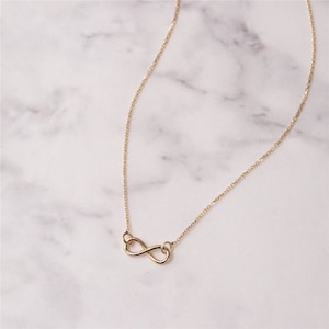 Real Gold Dainty Infinity Necklace, 14k Solid Gold Necklace, Infinity Love Choker Necklace ,Timeless infinity gold is Gift For Her.
