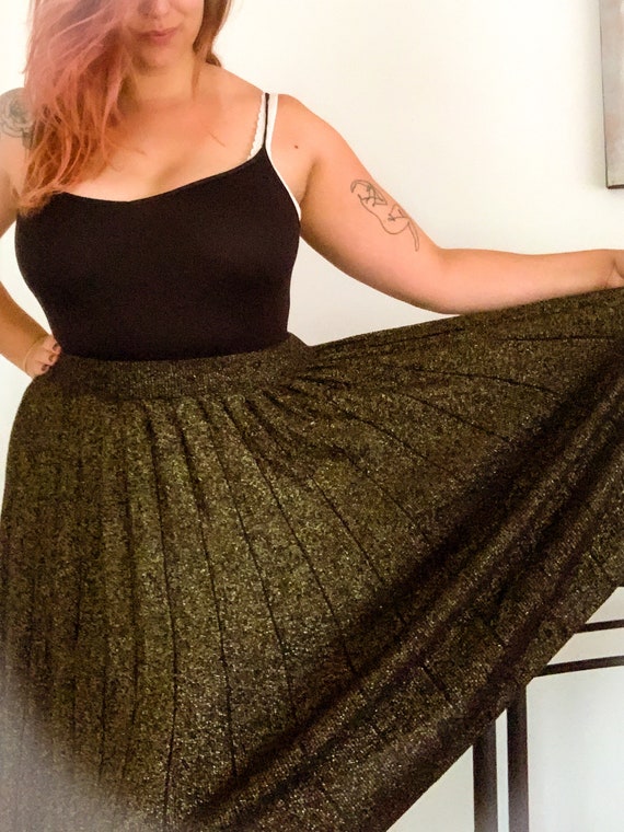 VINTAGE DKNY Gold Glitter Midi Skirt