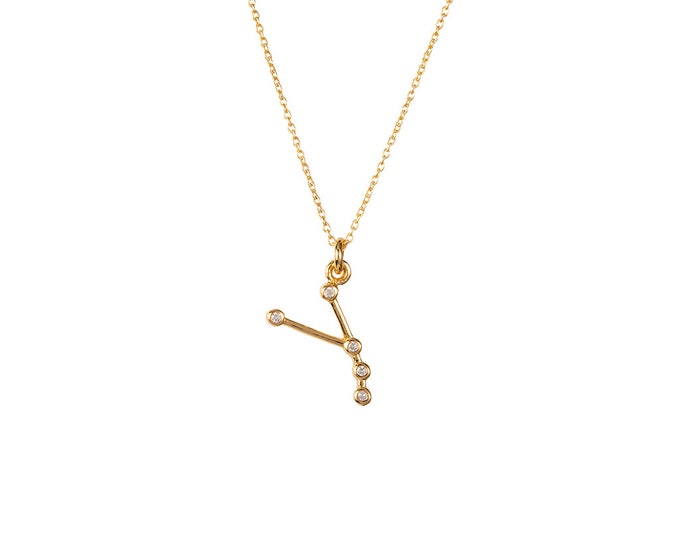 Aries Zodiac Necklace In Yellow Gold