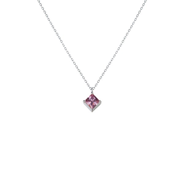 October Birthstone Necklace in Sterling Silver & Pink Tourmaline