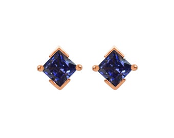 December Birthstone Earrings in Rose Gold & Tanzanite