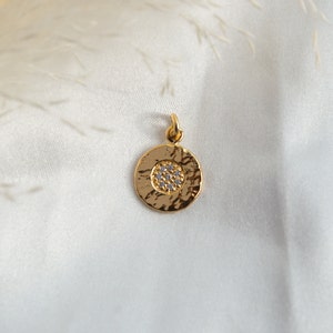 Hammered Coin Charm In Yellow Gold