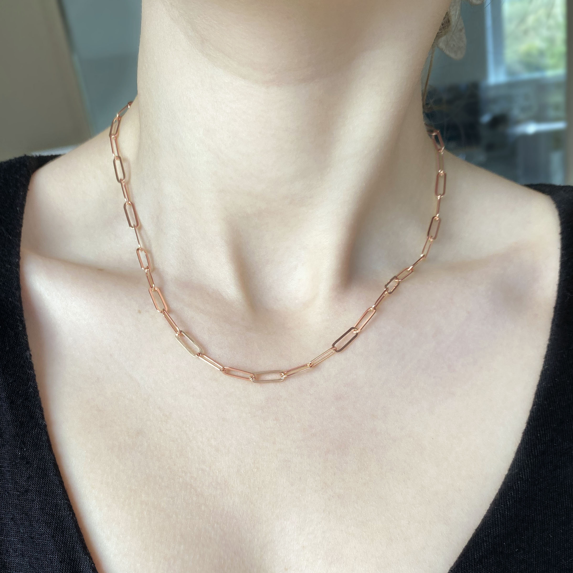 Large Paperclip Chain Necklace - Rose Gold Vermeil