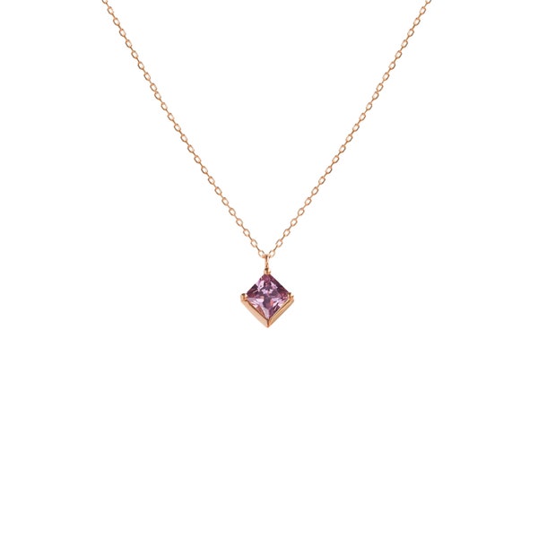 October Birthstone Necklace in Rose Gold & Pink Tourmaline