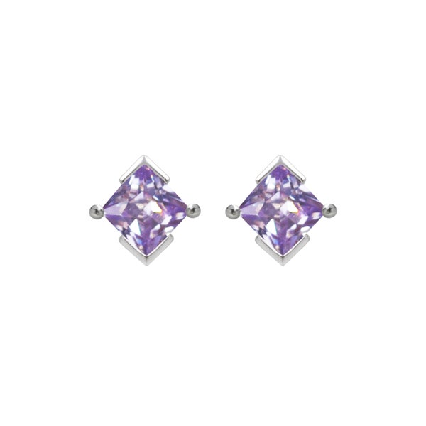 June Birthstone Earrings in Sterling Silver & Alexandrite