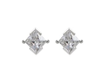 April Birthstone Earrings in Sterling Silver & Diamond