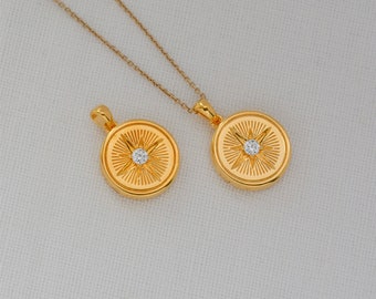 Celestial Compass Locket in Yellow Gold