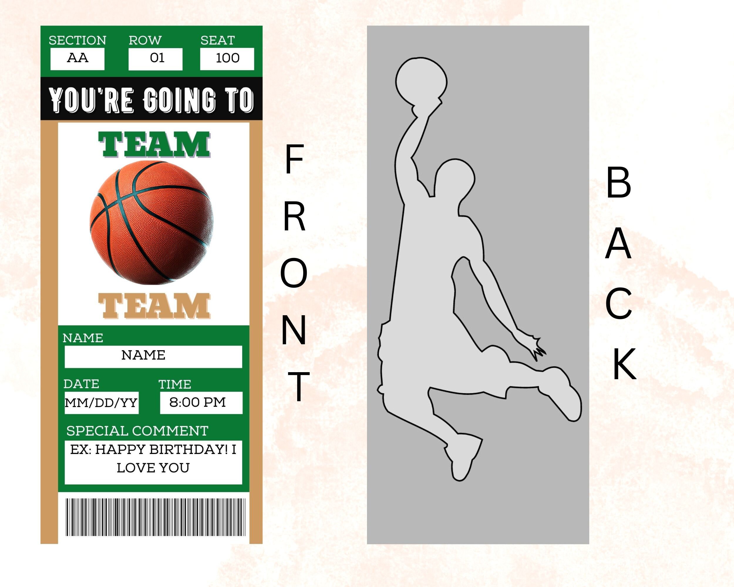 BOSTON COLORS Basketball Ticket Digital Download Printable Custom