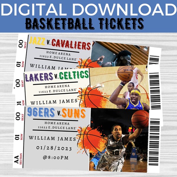 Basketball Ticket Etsy