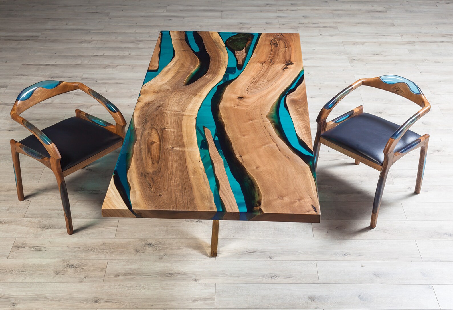 Blue Epoxy Table and Chair Dining room table epoxy resin Etsy