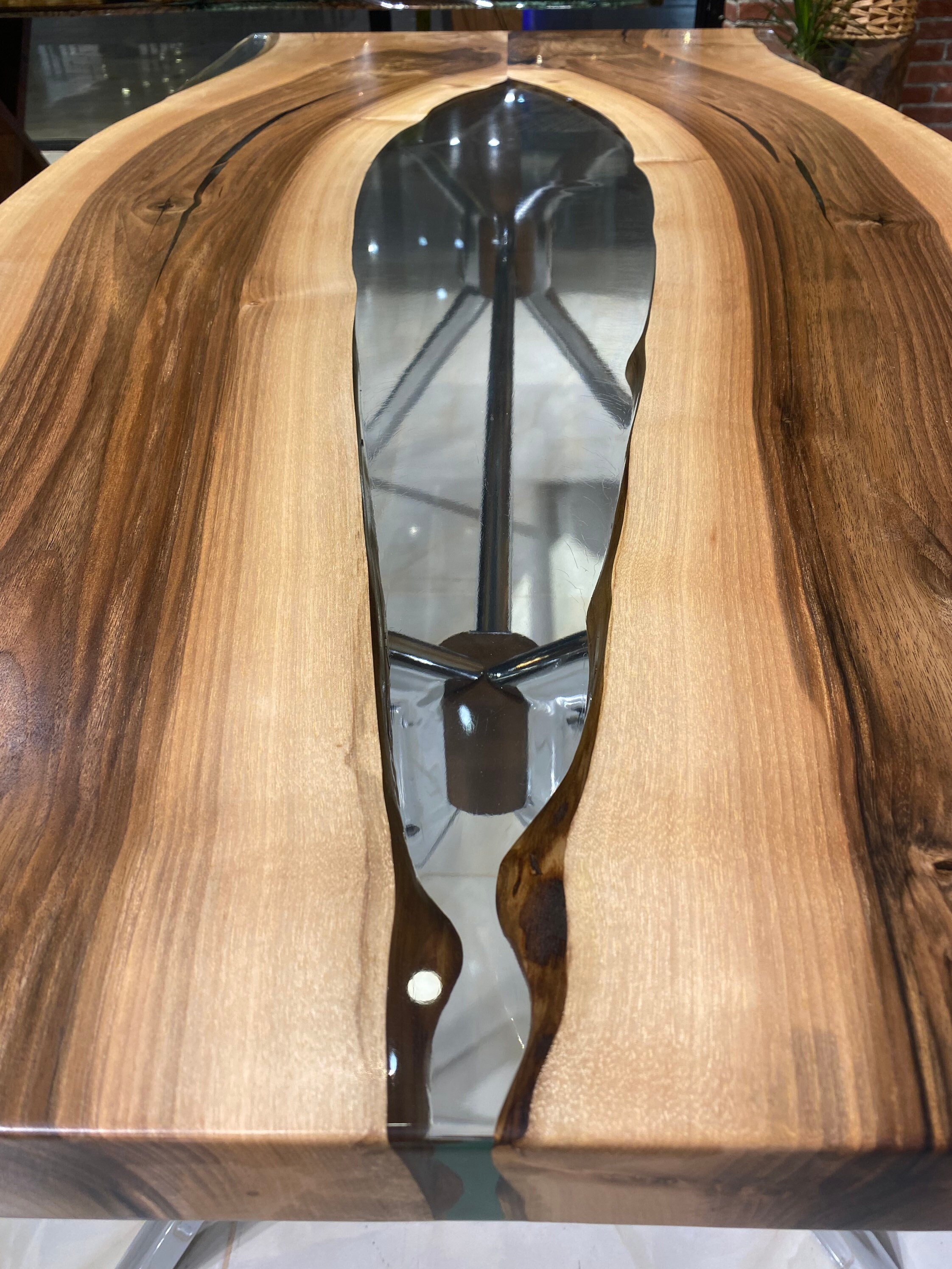 Custom Live Edge Walnut Epoxy Table Made to Order Etsy