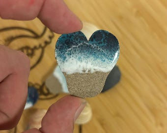 Ocean Resin Magnet Set - 3PK - Ocean Resin Art Home Accessory - Kitchen Wave Art - Beach Wedding Favor