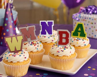 Custom Varsity Letter Cupcake Topper | Set of 12 | 3D Printed | Choose Your Colors | Graduation, Senior Night, Sports Banquet, Team Party
