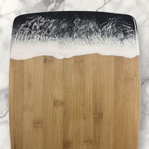 Handmade Ocean Resin Cutting Board: Coastal Bamboo Charcuterie Board
