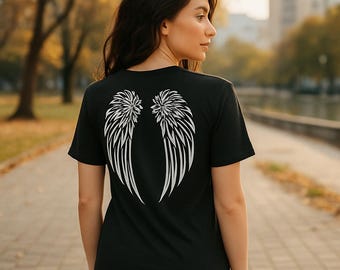 Angel Wings Graphic Tee – Soft Cotton Blend, Angelcore Streetwear