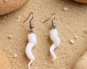 White Kraken Tentacle Earrings – Bridal Earrings, Beach Wedding Jewelry, Something Unique for the Bride or Bridesmaid Gift