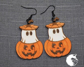 Geist in Kürbis Ohrringe SVG: Halloween Laser Cut Datei (Digitaler Download)