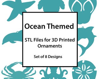 Set von Ocean inspiriert 3D druckbare Ornamente | STL-Download