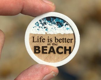Life is Better at the Beach - Ocean-Themed Resin Fridge Magnet | Set of 3 Magnets - Beach Theme Gift
