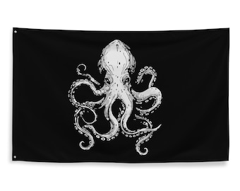 Kraken Wandfahne: Piraten Dekor, langlebiges Polyester Gestrick (56x34)