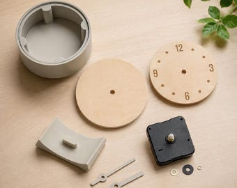 Clock Craft Kit —  3D Printed Case, Quartz Mechanism, Blank Wooden Face | Cricut, Laser & Paint Ready