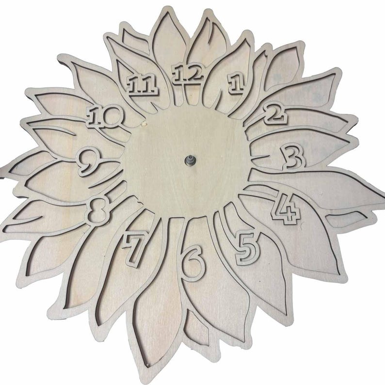 Sunflower Clock SVG Laser Cut Design: 2-layer Digital Download - Etsy