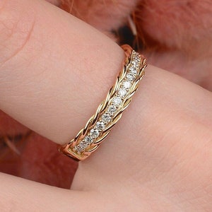 Twisted Rope Ring / 14K Eternity Band / Minimal Diamond Ring / Dainty Wedding Band / Stackable Rings / Gift For Girlfriend
