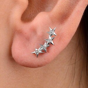 Crawler Earrings, Star Earrings, Star Stud Earrings, Minimal Earrings, Delicate Earrings, Stacking Earrings