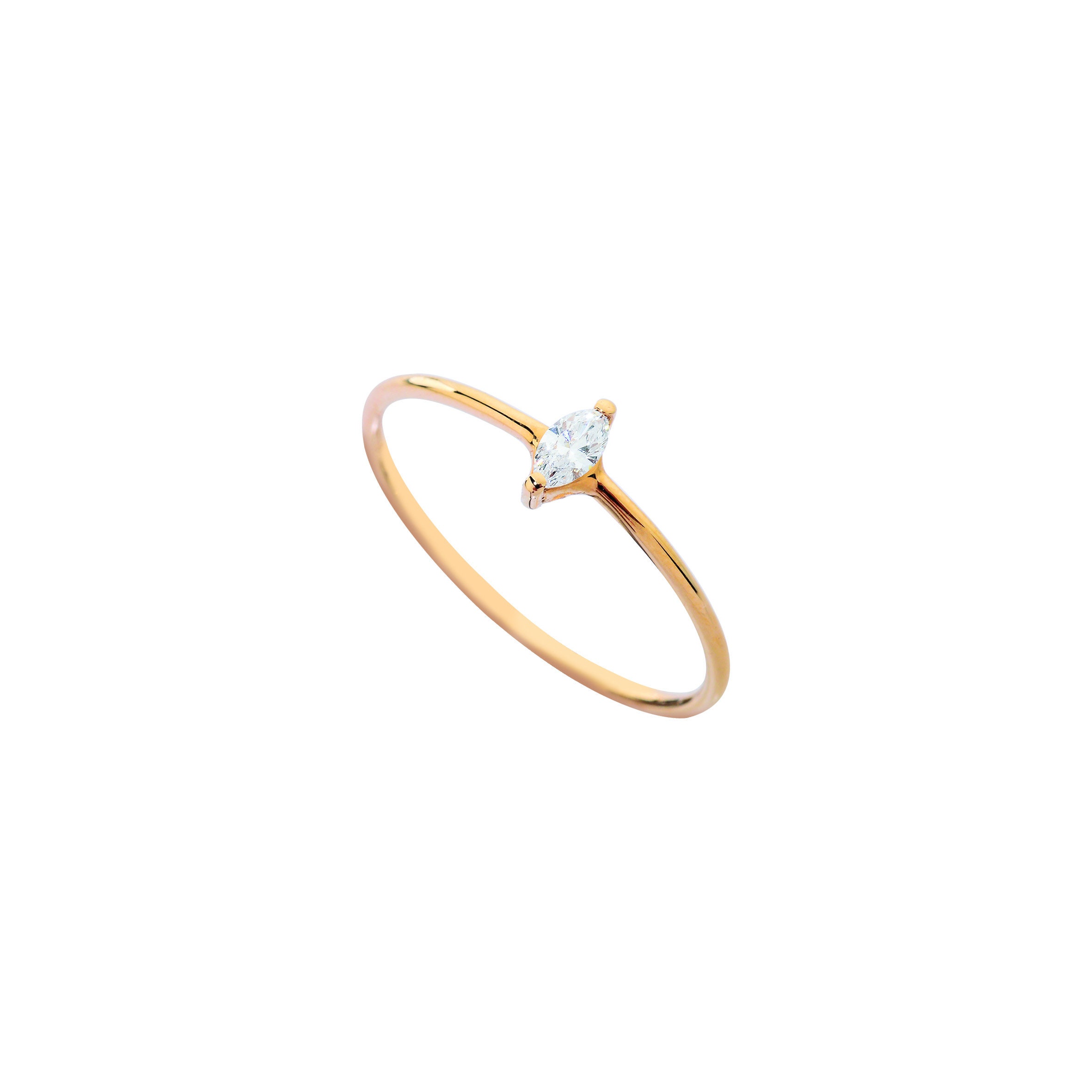 Marquise Diamond Stacking Rings Rose Gold Minimal Ring Thin | Etsy