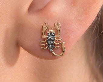 Schorpioencadeau / Dierenriemsieraden / Leuke oorknopjes / Massief gouden oorbellen / Minimalistische oorbellen / Dierenriemcadeau