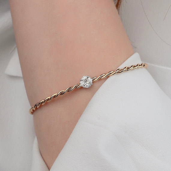 14KT Rose Gold Diamond Bangle Bracelet – David Scott Fine Jewelry