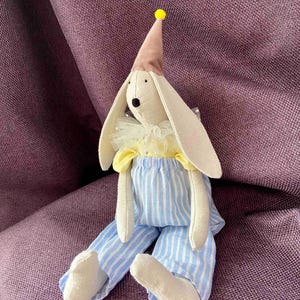 Textile bunny doll, Handmade doll, Fabric doll, Handmade bunny, Gift bunny, Cute rabbit.