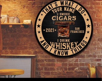 Makes a Great Whiskey and Cigar Bar Decor Under $20 Durable Metal Sign Metal Sign 8 x 12 Use Indoor//Outdoor Whiskey /& Cigars