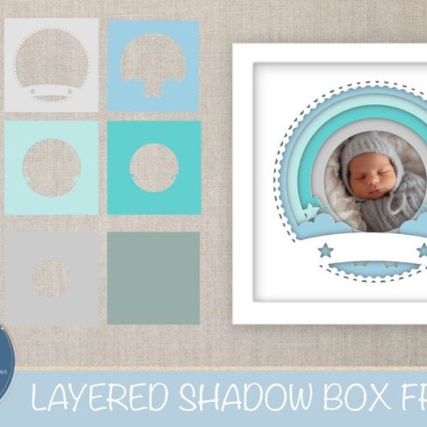 Nursery Photo Frame 3D Shadow Bow- For Cutting/ SVG, eps, dxf, pdf, png