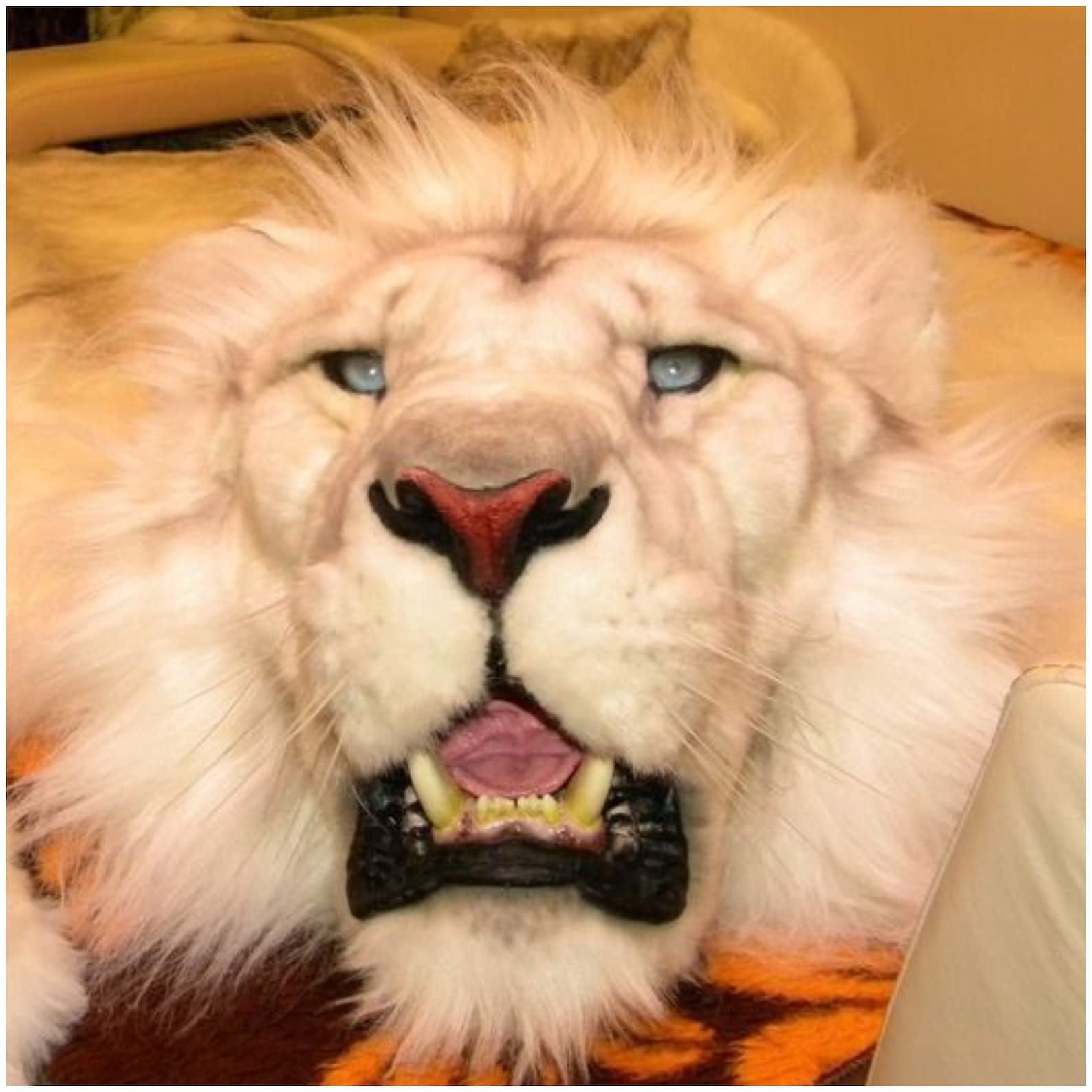 Lion skin rug Faux Fur Like a real one Chic Fur Rug Etsy