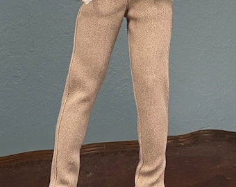 PDF digital Pattern for sewing straight trousers pants for 12” 1 to 6 scale male fashion dolls or figures of similar sizes.