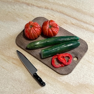 1: 6-Zubereitungsbrett mit Tomaten-Gurken-Paprika-Miniatur-Polymer-Essen für Phicen Momoko Jiaou Blythe Poppy Parker