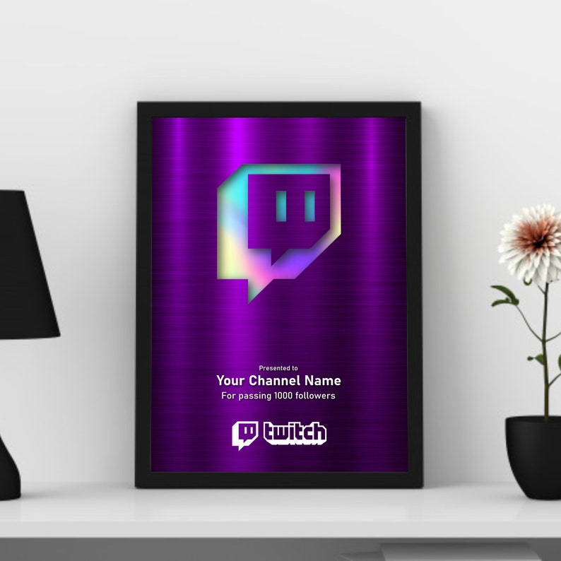 Twitch awards Streamer Follower Award Plaque Holographic Etsy
