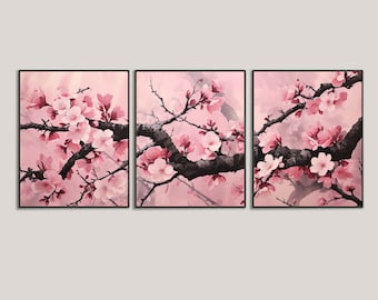 Japanese Cherry Blossom Art Print Set: Oriental Floral Posters