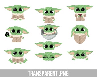 Baby Yoda Clip Art Transparent Png Baby Yoda Cute Alien Etsy Norway