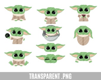 Baby Yoda Clip Art Transparent Png Baby Yoda Cute Alien Etsy Hong Kong