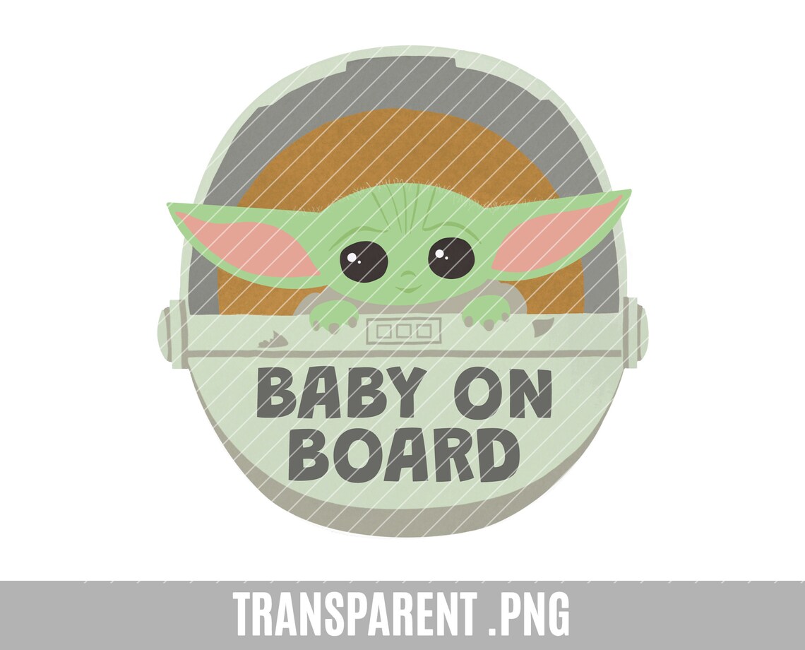 Baby Yoda Clip Art Baby on Board Transparent Png Baby Yoda Etsy