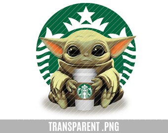 Baby Yoda Coffee Clip Art Transparent Png Baby Yoda Cute Etsy Uk