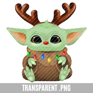 Baby Yoda Clip Art, png transparent, bébé yoda Noël chapeau Père Noël renne lumières de vacances, mignon extraterrestre, artisanat, mandalorian, je t’aime je fais