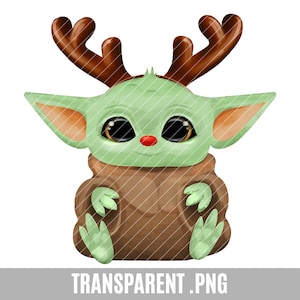 Baby Yoda Clip Art, png transparent, bébé yoda Noël chapeau Père Noël renne lumières de vacances, mignon extraterrestre, artisanat, mandalorian, je t’aime je fais