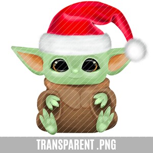 Baby Yoda Clip Art, png transparente, bebé yoda Navidad sombrero de Santa refino luces navideñas, lindo alienígena, artesanía, mandaloriano, te amo yo hago